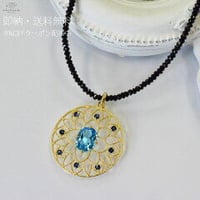 K18YG ブルートパーズ サファイア ペンダントネックレス　34005-122