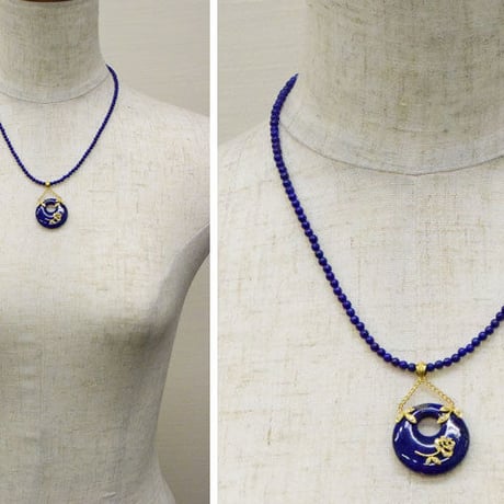 K18YG ラピスラズリ ダイヤモンド ペンダント ネックレス◇18K　Lapis lazuli Diamond Pendant Lapis beads Necklace　33971-160 WFIZ