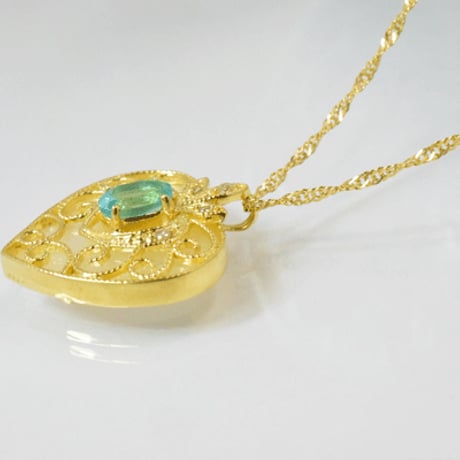 K18 白蝶貝　アパタイト ダイヤモンド ネックレス ◇18K White Shell Mother of Pearl Apatite Necklace　41595-128サンプル