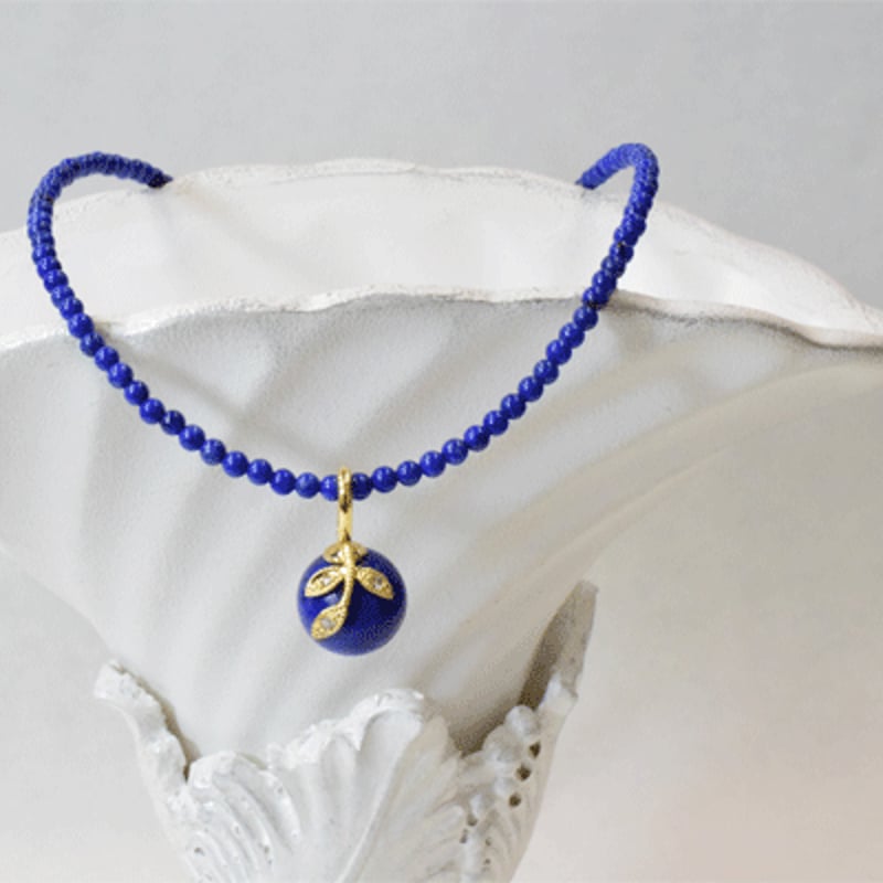 K18YG ラピスラズリダイヤモンドペンダントネックレス18K Lapis lazuli