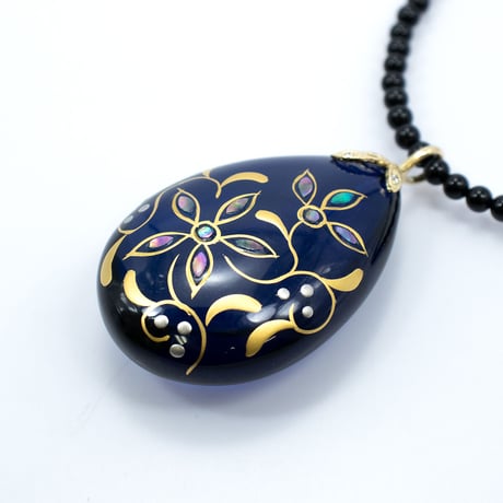 K18 ブルーアンバー 江戸蒔絵　ダイヤ ネックレス 34324-102￥77198