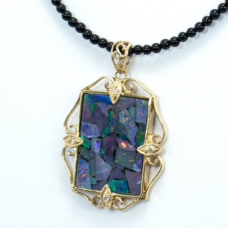 K18 モザイクオパール　ダイヤ ネックレス 34203-138￥93170
