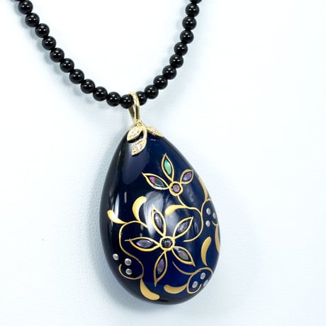 K18 ブルーアンバー 江戸蒔絵　ダイヤ ネックレス 34324-102￥77198