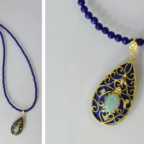 K18YG ラピスラズリオパールダイヤモンドペンダントネックレス◇18K Lapis lazuli Opal Necklace◇34181-160 WAAGZ