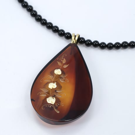 K18 ゴールド 琥珀 ローズ ネックレス 33141-102