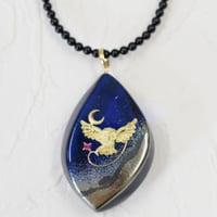 K18蒔絵 白蝶貝/アクア/ダイヤ ネックレス 34452-134 wDEFY