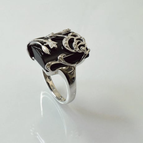 K18WG　オニキスダイヤモンドリング 18K Onyx Diamond Ring 61410-350　NEXZ
