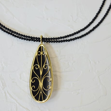 K18YG　オニキスダイヤモンドペンダントネックレス 18K Onyx Diamond Necklace 33018-150　NEIZ