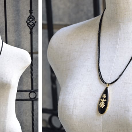K18YG　オニキスダイヤモンドペンダントネックレス 18K Onyx Diamond Necklace 33018-150　NEIZ