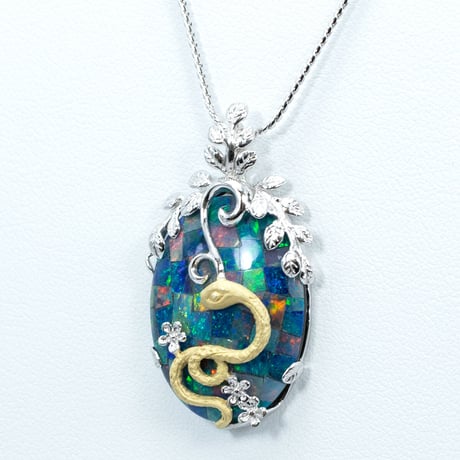 シルバー モザイクオパール ネックレス スネーク 41673-738￥34606
