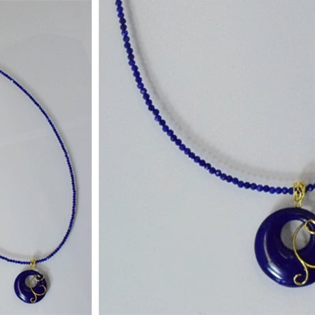 K18YG　ラピスラズリ蛇の目ペンダントネックレス◇18K Lapis lazuli  Necklace◇　34216-160 NBFZ