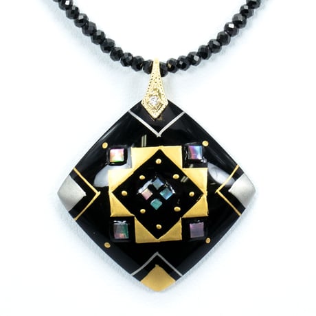 K18 オニキス 江戸蒔絵 ダイヤ ネックレス 34291-150￥69212