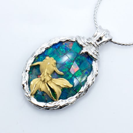 シルバー モザイクオパール ネックレス 金魚 41676-738￥34606