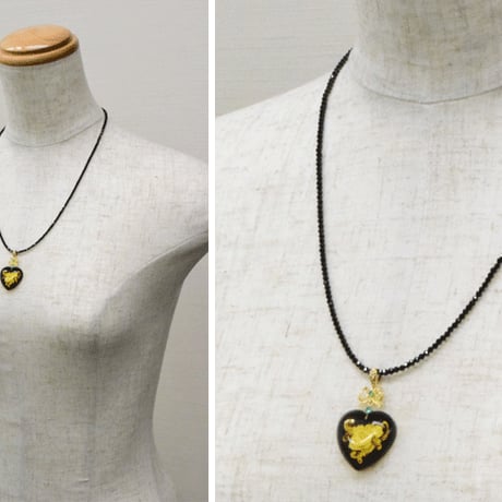 K18 琥珀インタリオペンダントネックレス  Amber Rose Cameo Diamond Emerald Black Spinel Necklace Pendant 34077-170 NCCZ