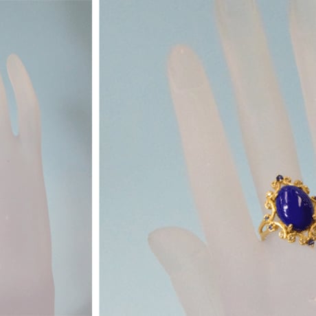K18YG　ラピスラズリサファイアダイヤモンドリング 18K Lapis lazuli Ring 61556-160 再販可 wAFBZ
