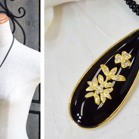 K18YG　オニキスダイヤモンドペンダントネックレス 18K Onyx Diamond Necklace 33018-150　NEIZ