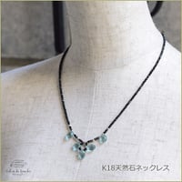 天然石 ネックレス  フローライト & ブラックスピネル K18WG 留め金具 33974-376