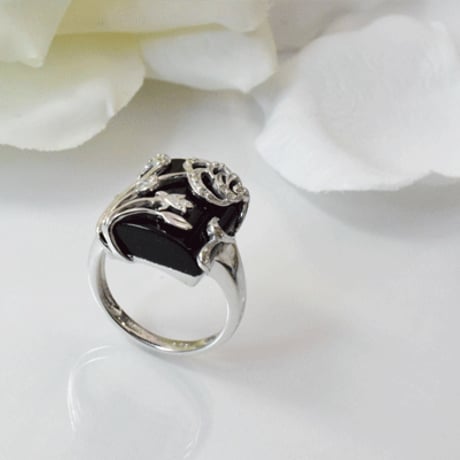 K18WG　オニキスダイヤモンドリング 18K Onyx Diamond Ring 61410-350　NEXZ