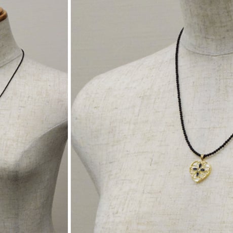 K18 白蝶貝 サファイア  オニキス  ◇18K White Shell Mother of Pearl Sapphire Aquamarine  Necklace　34148-112サンプル