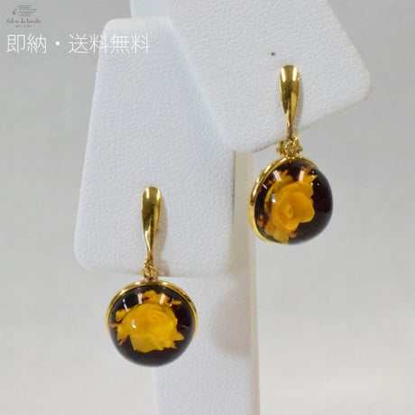 K18YG　コハクインタリオ　ネジバネ式イヤリング　mmc-20 20018-000