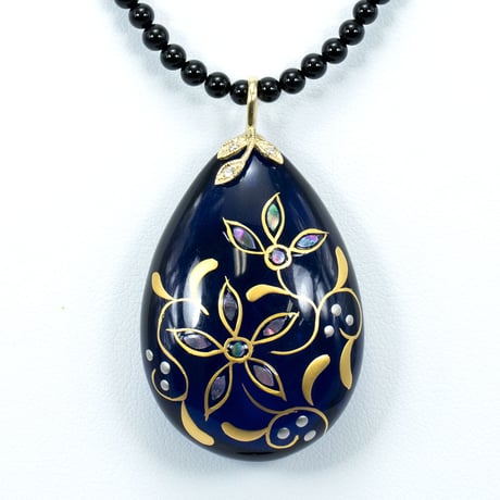 K18 ブルーアンバー 江戸蒔絵　ダイヤ ネックレス 34324-102￥77198