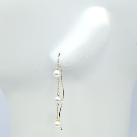 K18線加工 パール ピアス 82172-130ｗBIZ