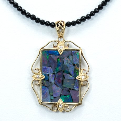 K18 モザイクオパール　ダイヤ ネックレス 34203-138￥93170