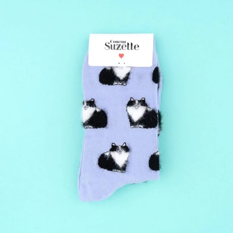 【Coucou Suzette】Black & White Cat くつした