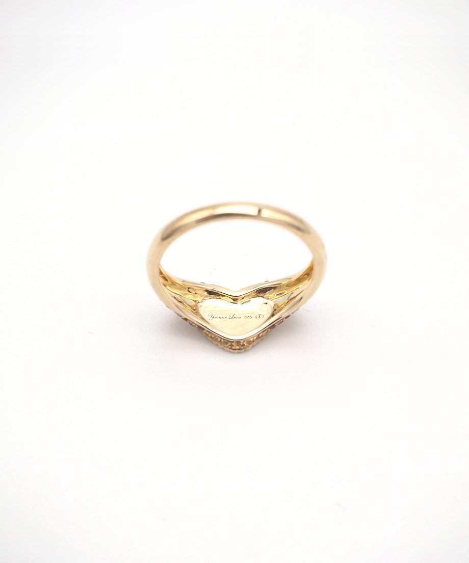 Yvonne Leon】マルチカラーサファイア ハートシグネットリング