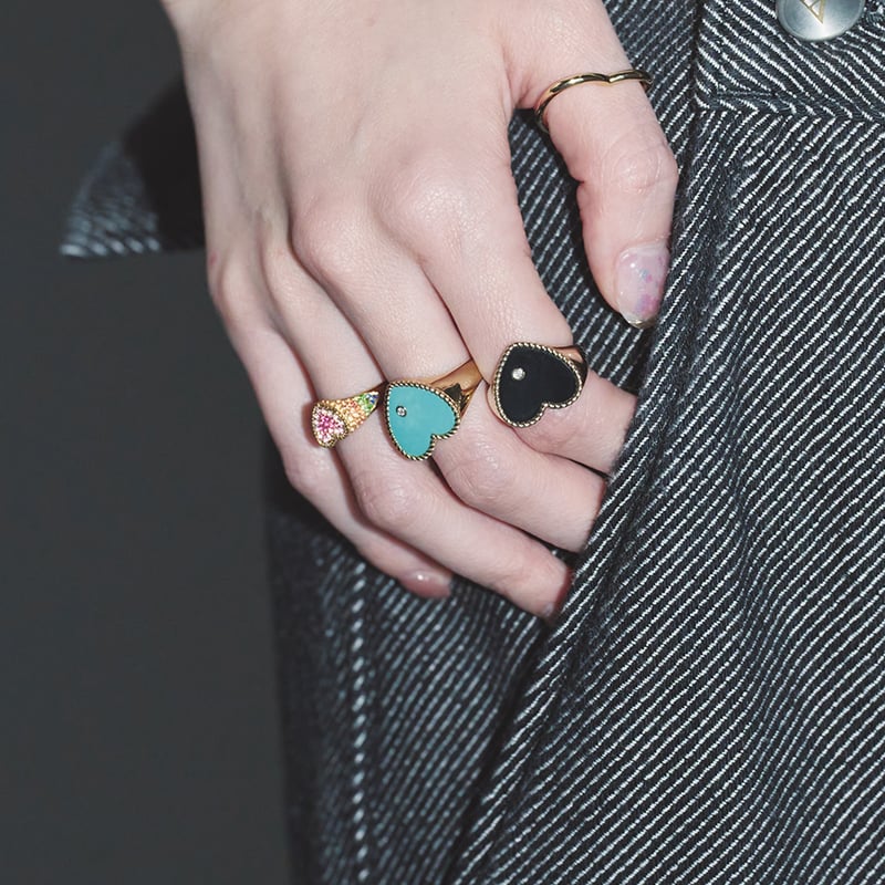 Yvonne Leon】Heart シグネットリング（オニキス） | goldandbouncy