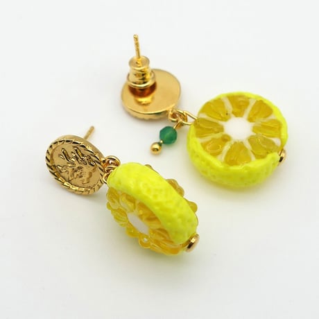 【10 DECOART】Lemon ガラスピアス
