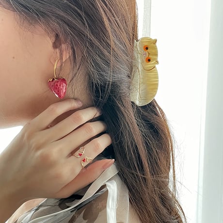 【Coucou Suzette x goldandbouncy】Exotic Cat ヘアクリップ （アイボリー）