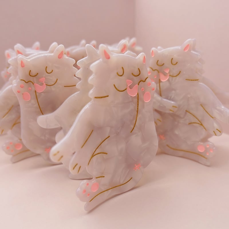 Coucou Suzette】White Cat ヘアクリップ | goldandbouncy