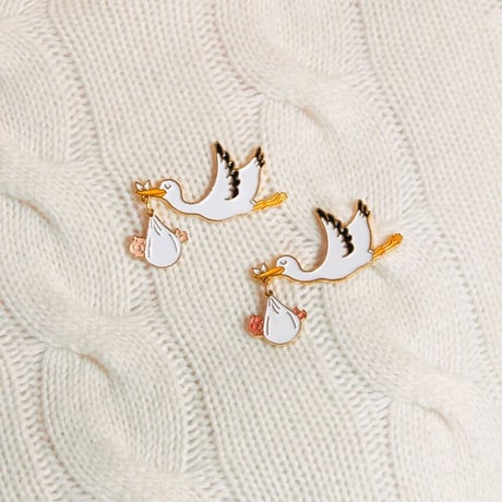 【Coucou Suzette】Stork ピンブローチ（white baby）