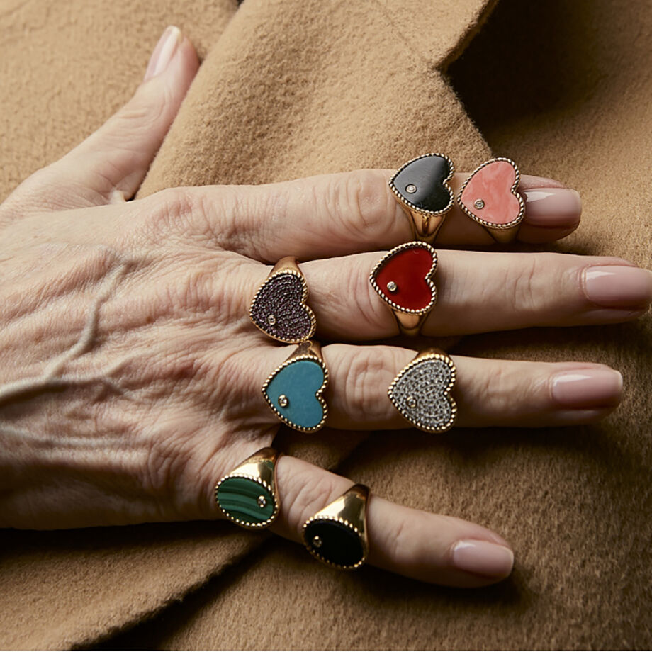 Yvonne Leon】Heart シグネットリング（オニキス） | goldandbouncy