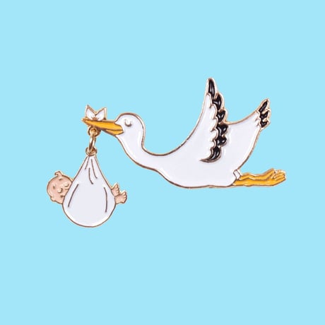 【Coucou Suzette】Stork ピンブローチ（white baby）