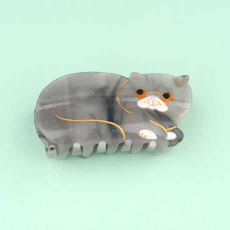 【Coucou Suzette x goldandbouncy】Exotic Cat ヘアクリップ （グレー）