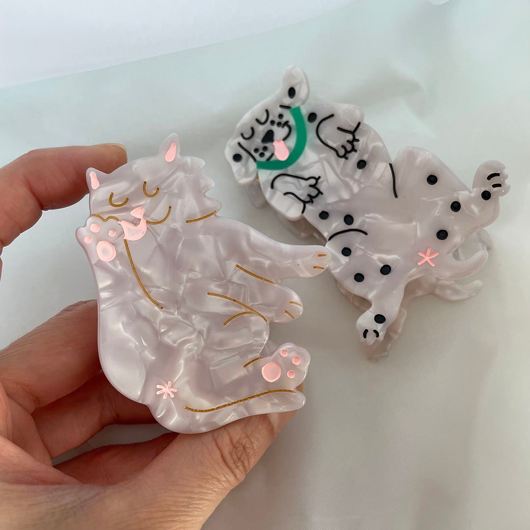 Coucou Suzette】White Cat ヘアクリップ | goldandbouncy