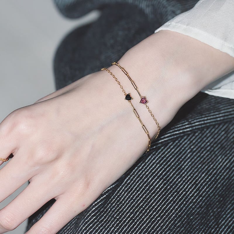 Yvonne Leon】 K18ハートブレスレット（ロードライトガーネット