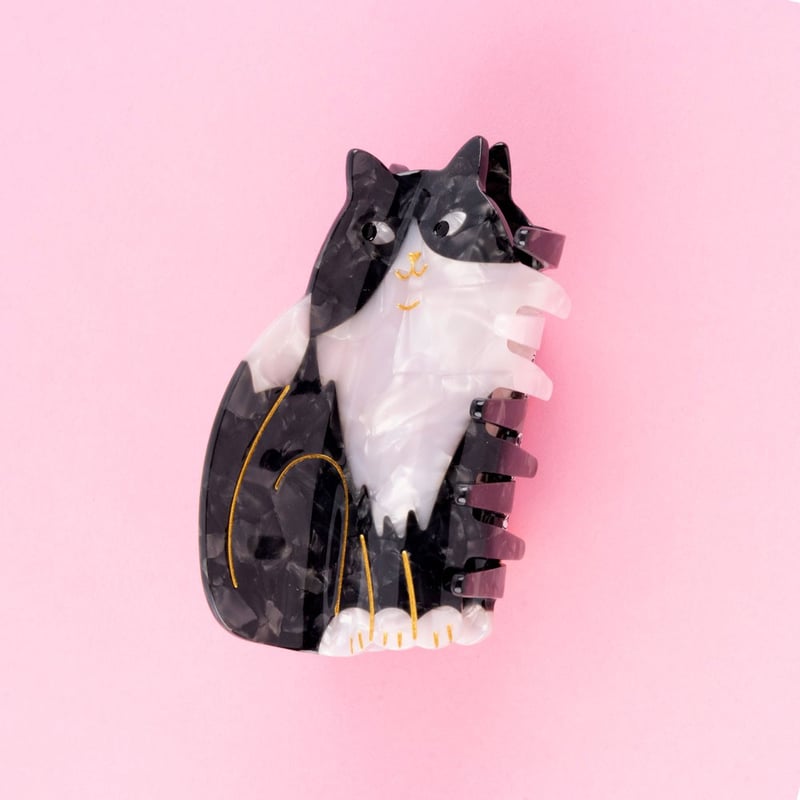 Coucou Suzette】Black & White Cat ヘアクリップ | gold Coucou Suzette】Black & White Cat ヘアクリップ | gold