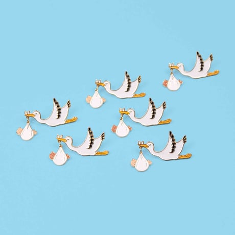 【Coucou Suzette】Stork ピンブローチ（white baby）