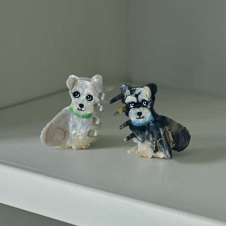 【Coucou Suzette x goldandbouncy】Miniature Schnauzer ミニチュアシュナウザー ヘアクリップ （ホワイト）