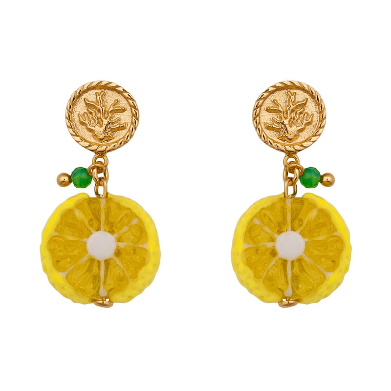 10 DECOART】Lemon ガラスピアス | goldandbouncy