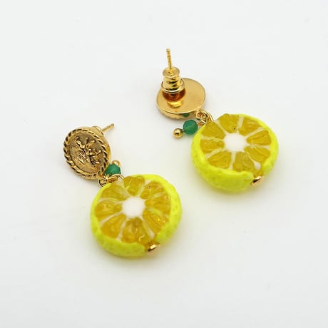 【10 DECOART】Lemon ガラスピアス