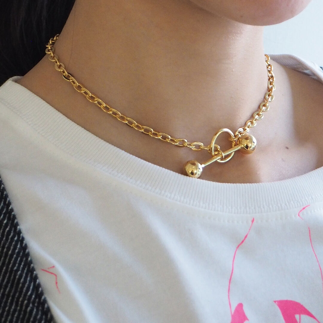 【SASKIADIEZ】GOLD BARBELLE CHOKERネックレス