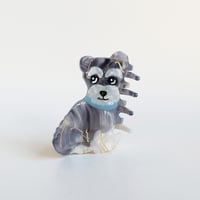 【Coucou Suzette x goldandbouncy】Miniature Schnauzer ミニチュアシュナウザー ヘアクリップ （グレー＆ホワイト）