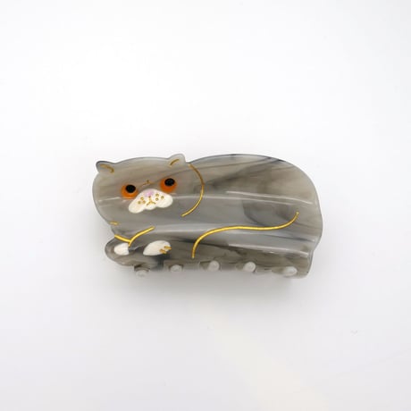 【Coucou Suzette x goldandbouncy】Exotic Cat ヘアクリップ （グレー）