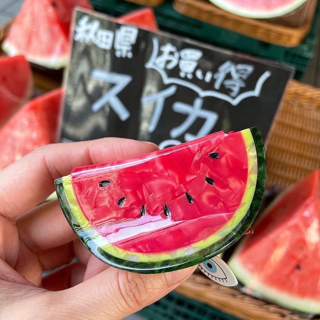 ヘアゴム　ベビーヘアクリップ　スイカ スイカのベビーヘアクリップ | yukotto's STORE