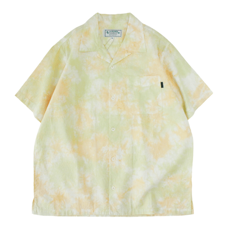 A HOPE HEMP「MARBLE 開襟シャツ(GREEN&ORANGE)」
