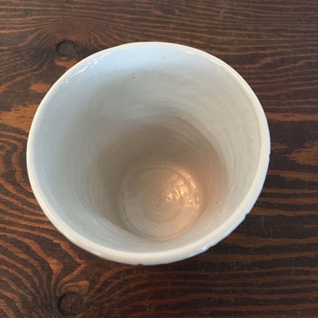 ◆◇陶器 萩焼 輪花◆◇　焼酎グラス（梅花皮）　白景山 作
